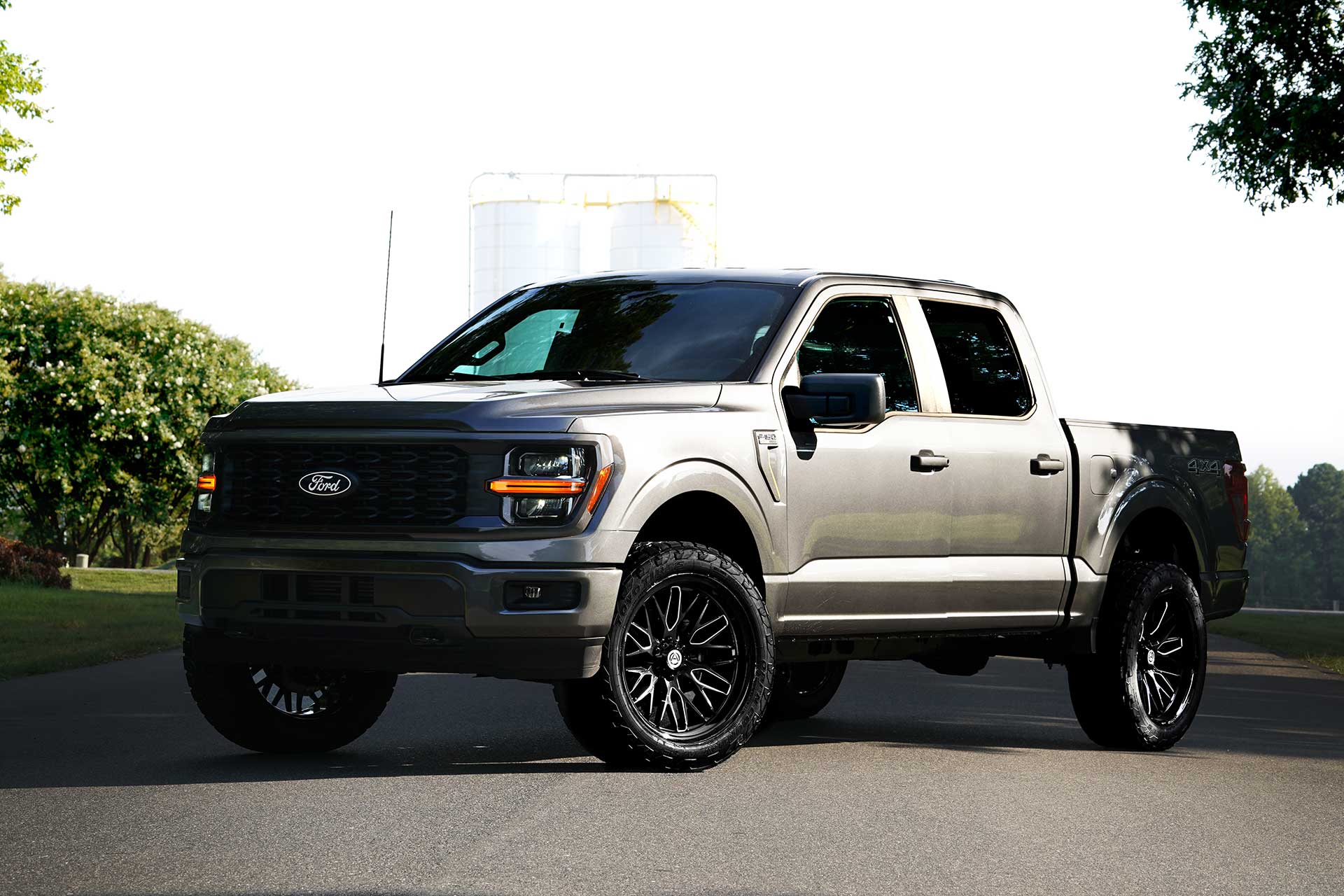 gray ford f150 with gloss black milled artem off road a206 novus wheels
