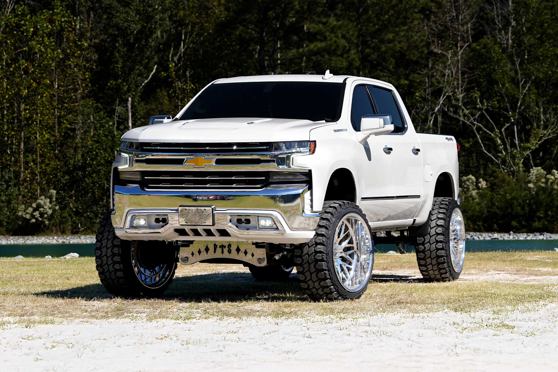artem off road forged wheels on white chevy silverado 1500