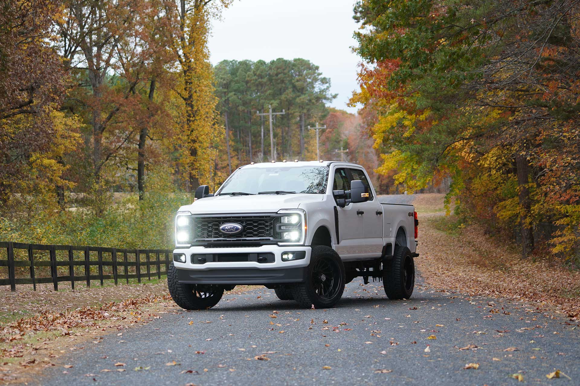white ford f250 with gloss black artem off road a205 curvus wheels
